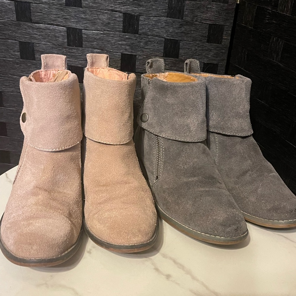 2 pair Nine West SZ6M Cowgirl Western Gray/ Taupe Suede Zip Ankle Boots READ - Picture 16 of 16